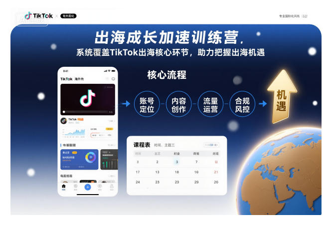 出海成长加速训练营，系统覆盖TikTok出海核心环节，助力把握出海机遇（更新）